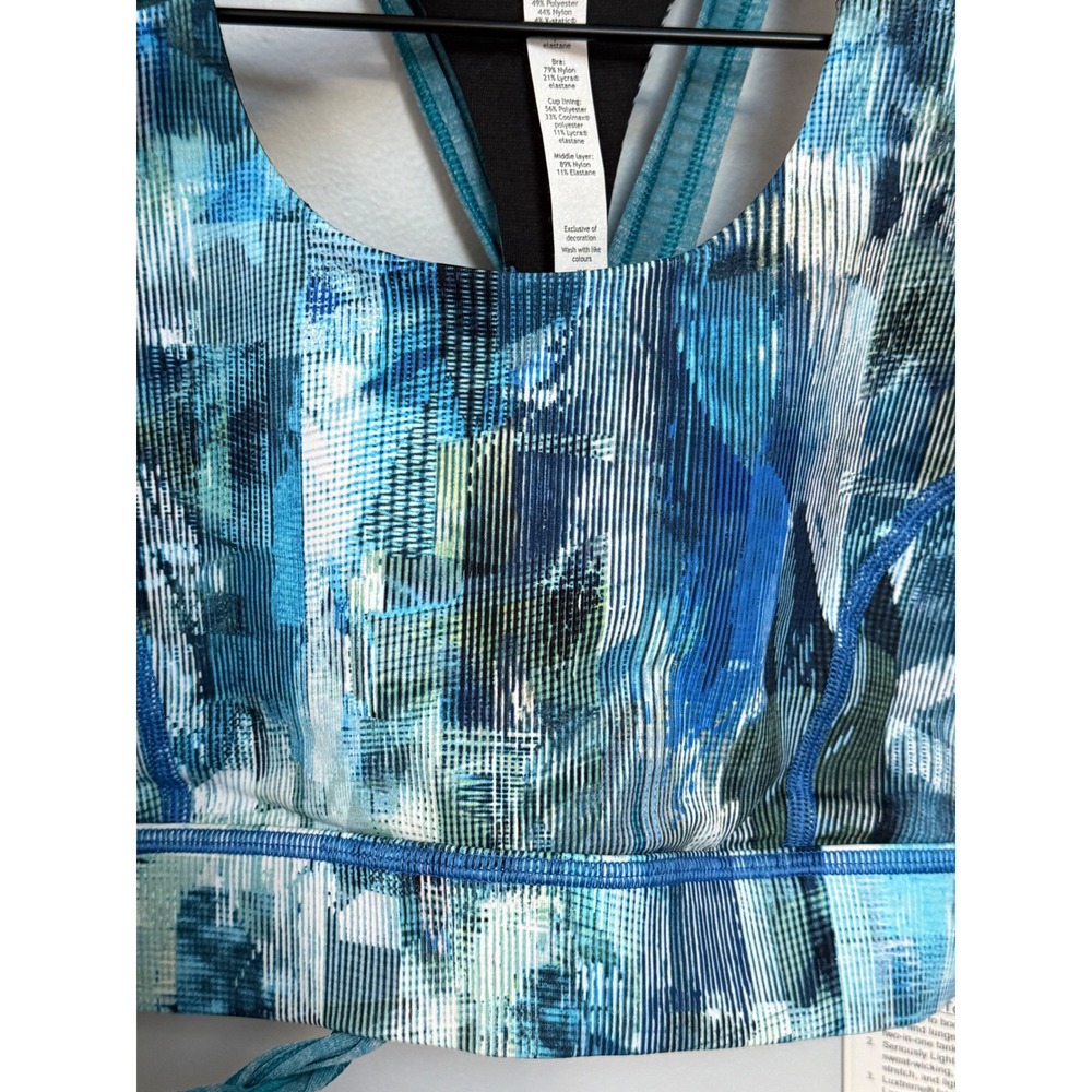 NWT Lululemon Twist & Toil Tank Sports Bra Heathered Teal Blue 1 Yoga Top Size 6 - Picture 5 of 11